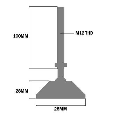 30-M12D80-1 MODULAR SOLUTIONS PLASTIC FOOT 80MM PAD, M12 THREAD W/ JAM NUT